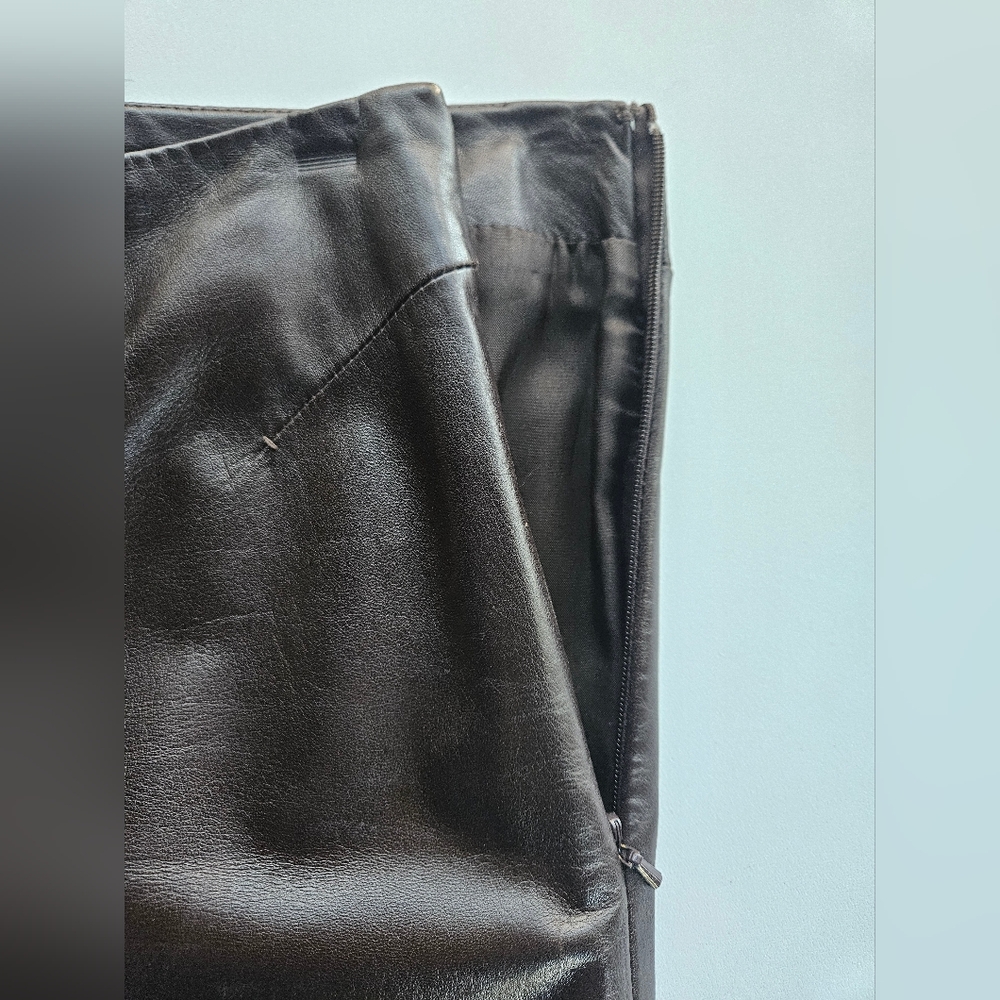 VTG DANA BUCHMAN Chocolate Brown Leather Pants | SZ 6P - Picture 11 of 12
